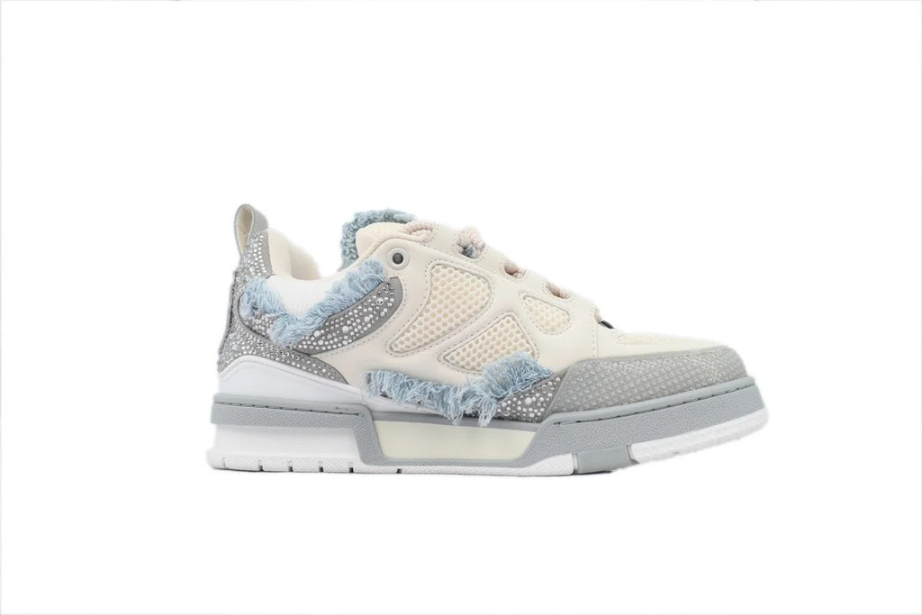 LV skate Horse Hair Gray White Diamond