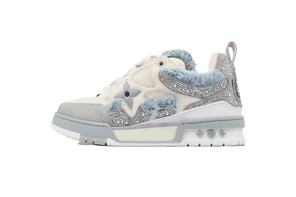LV skate Horse Hair Gray White Diamond