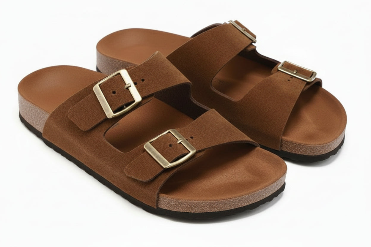 Double Buckle Sandals Brown