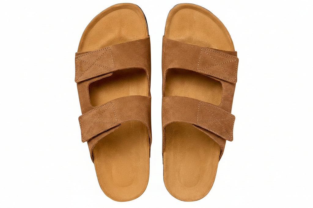Suede Double Strap Sandals Havana