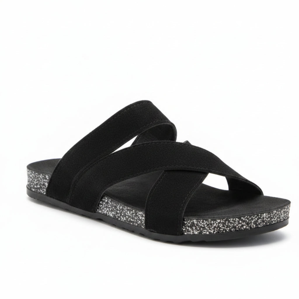 Cross Strap Sandal Black