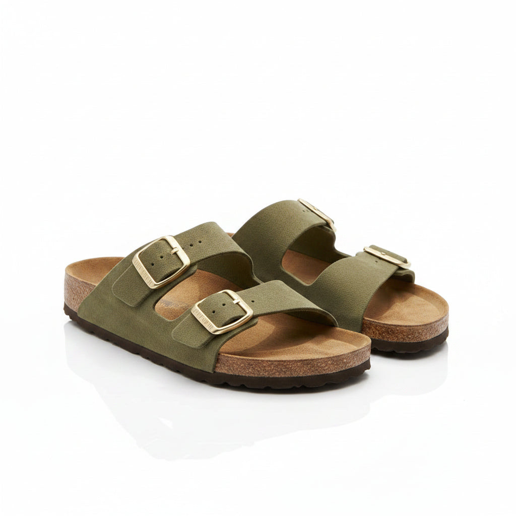 Double Strap Slipper Olive Green