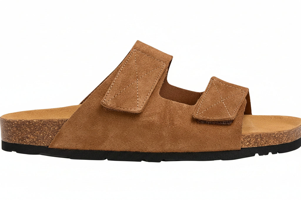 Suede Double Strap Sandals Havana