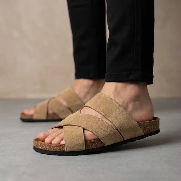 Cross Strap Sandal Beige