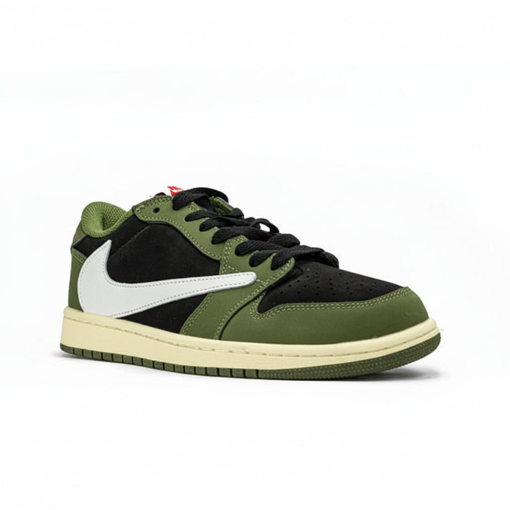 <h4 style="text-align: center;">Bold olive tones meet premium craftsmanship in this Travis Scott-inspired silhouette. Built for the collector who values editorial-grade aesthetics and streetwear credibility. Rich colorway, elevated proportions, and meticulous construction define this statement piece. Perfect for styling with luxury basics or making impact on its own.</h4>