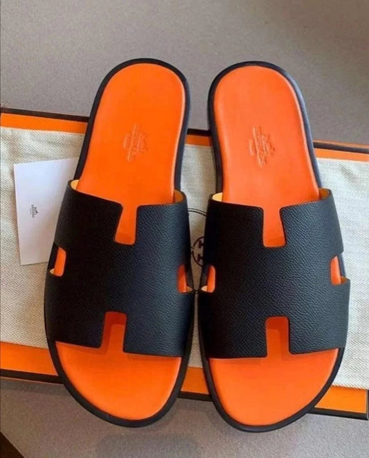 Hermes Slipper BLACK & ORANGE