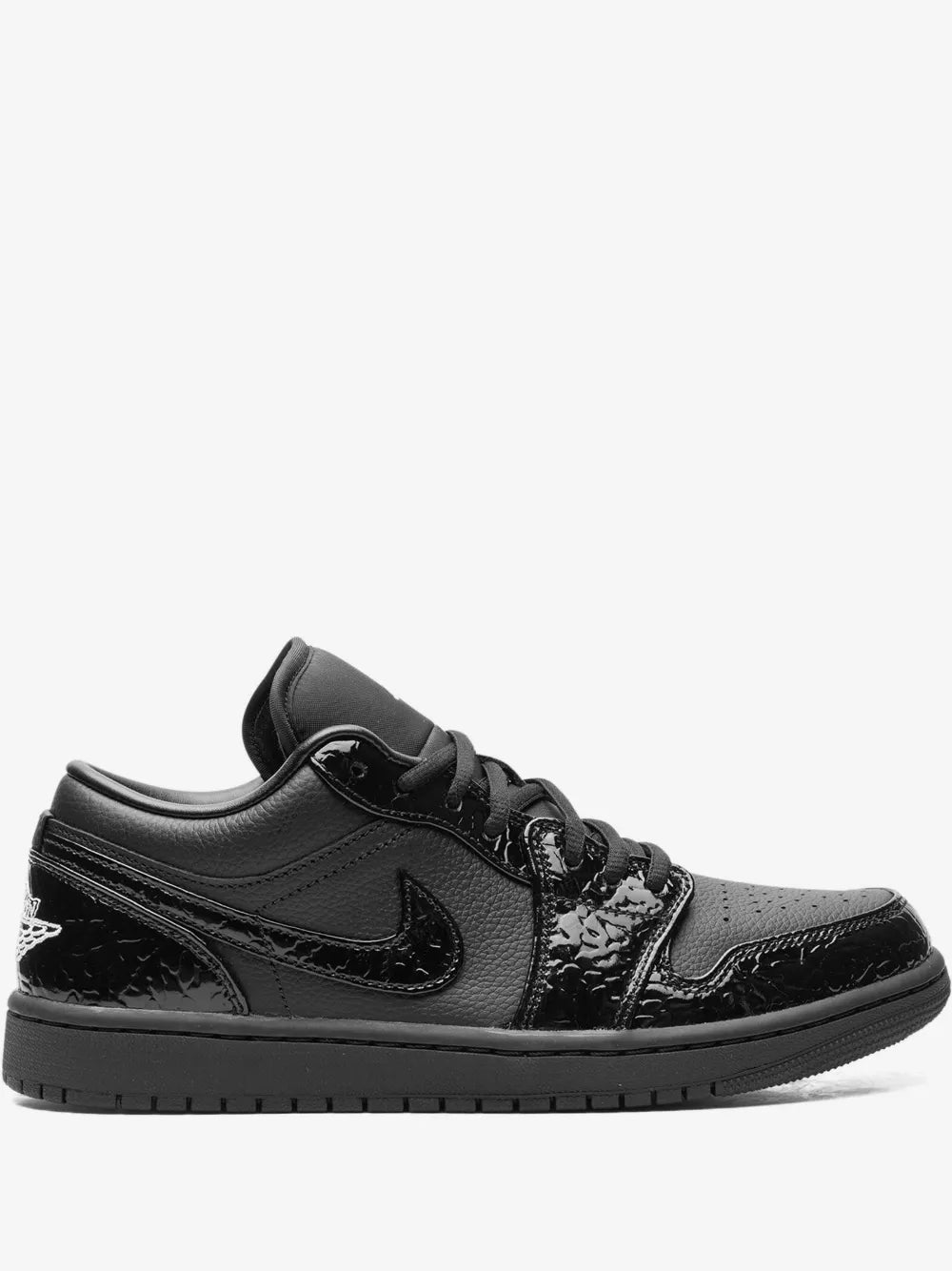 The selected region features the Nike Air Jordan 1 Low SE "Black Croc" sneaker in an all-black colorway with distinctive textured leather overlays.