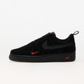 <h4 style="text-align: center;"><strong>The image shows the Nike Air Force 1 '07 LV8 'Multi-Swoosh Black Crimson' sneaker, crafted from black suede with striking red details.</strong></h4>