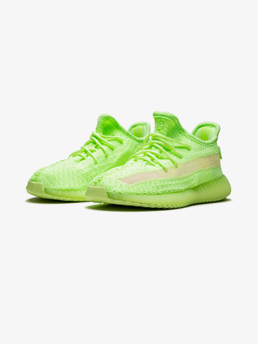 <h4 style="text-align: center;"><strong>The adidas Yeezy Boost 350 V2 GID Infant 'Glow in the Dark' sneaker is crafted from rubber and features a round toe, a flat rubber sole, front lace-up fastening, a slip-on style, and a rear pull tab.</strong></h4>