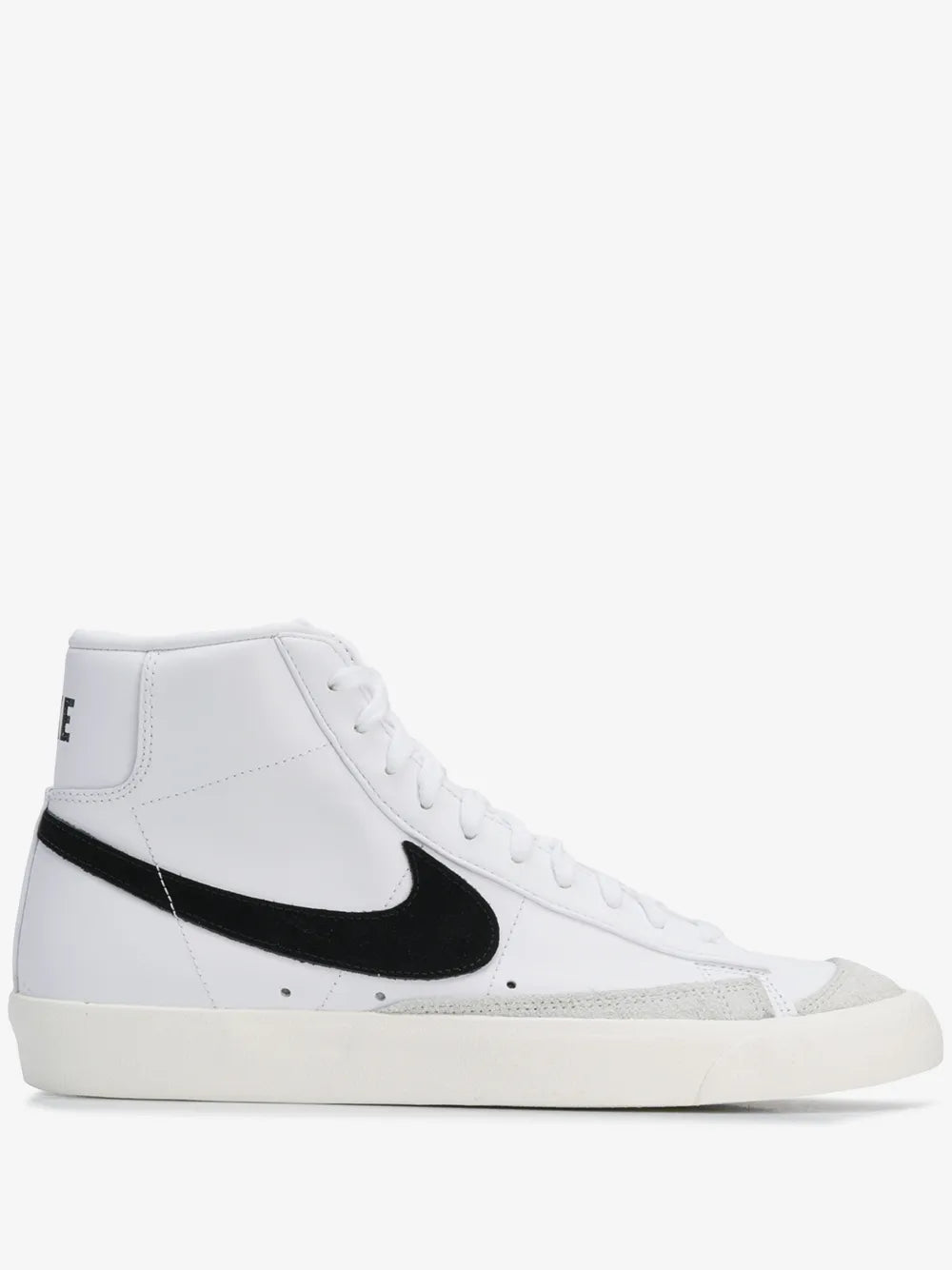 The selected item appears to be a pair of Nike Blazer Mid '77 Vintage sneakers in a white and black colorway featuring a retro high-top silhouette.